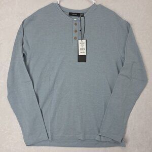 Hedge Light Blue Textured Long Sleeve Henley Shirt Men's LG NWT